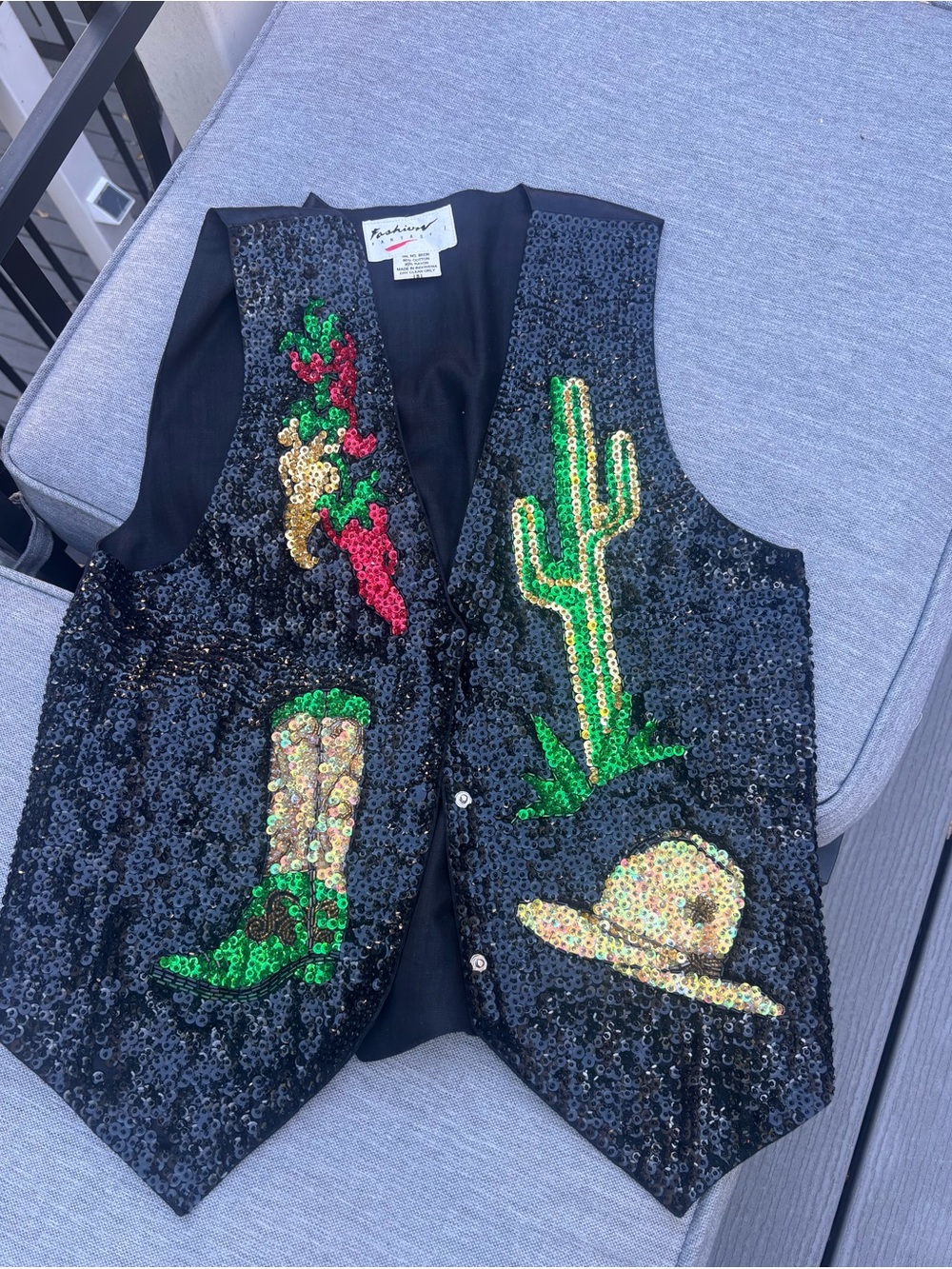 Vintage Southwestern Cowboy Sequin Vest | Size S| Fashion Fantasy